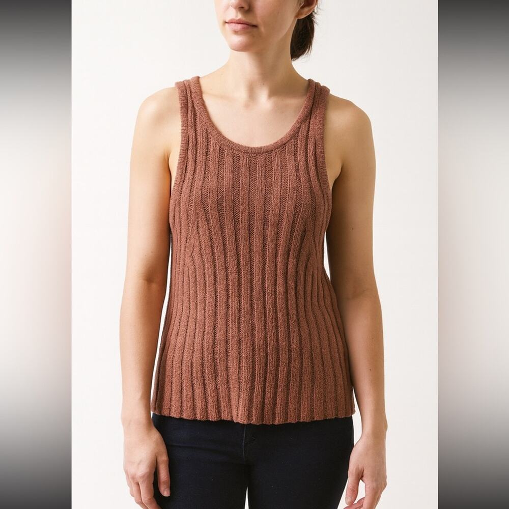 Sincerely Jules Ribbed Knit Tank Top Brown Sleeveless Sweater Large Junior
